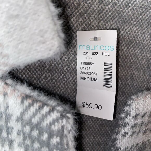 Maurices Gray Plaid Button Front Cardigan Coat Jacket Womens Medium - Picture 2 of 7